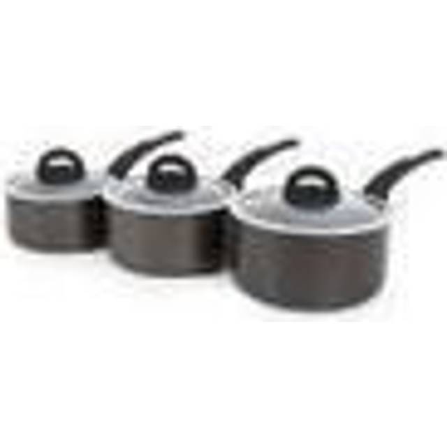 Tower T80302 Cerasure Non Stick Induction Saucepans Sets With Lids, Stay Cool Handles, Graphite, 3 Piece Set, 16/18/20 cm - Black (6)