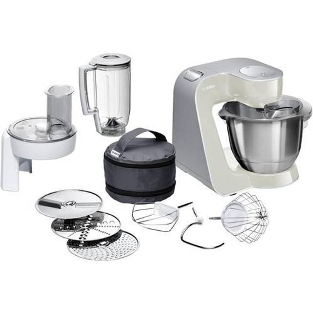 Bosch Köksmaskin MUM5 1000 Watt Grå - Mjukstart för Minskat Stänk - 3D PlaneteryMixing Efterliknar Handknådning - 7 Hastigheter - Diskmaskinssäkra Delar - BPA-Fria Plastmaterial - MUM58L2