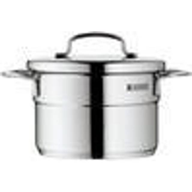 WMF Köksredskap Ø 14 cm ca. 1,3 l mini stapelbar hällkant metalllock Cromargan® rostfritt stål borstad lämplig för alla spisar inklusive induktion diskmaskinssäker