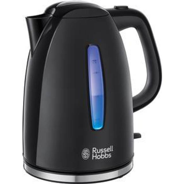 Russell Hobbs Textures Plus vattenkokare, 1.7l, 2400W, LED-belysning, snabbkokningsfunktion, perfekt hällpip, avtagbart kalkfilter, svart, 22591-70