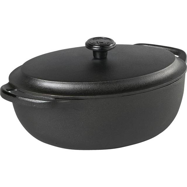 Oval Gryta 4 Liter Gjutjärn Järnlock - Svart