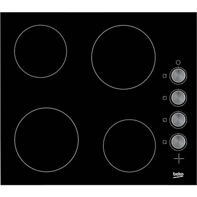 Beko HCC64103 Black 60Cm Ceramic Hob Knobs On Side