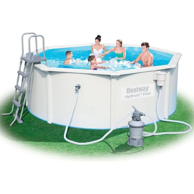 Bestway Hydrium 56566, 7630 l, Pool med ram, Stege, Blå, Grå