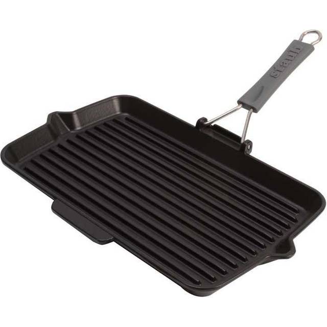 Staub Grill Pans 34 x 21 cm rectangular Cast iron pan with pouring spout black - 13.50inch