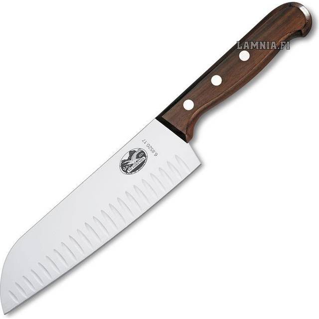 Victorinox Wood 17cm Santoku Knife with Fluted Blade (6852017G)