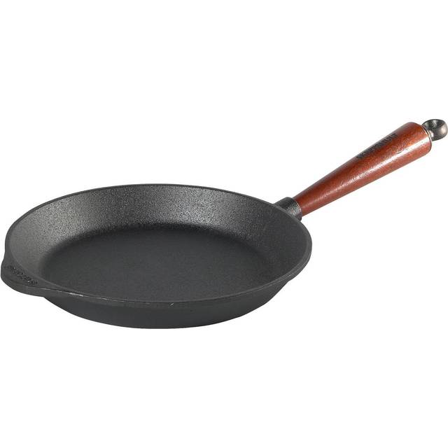 Stekpanna Gjutjärn 24 cm Trähandtag - Svart, trä (24 cm.)