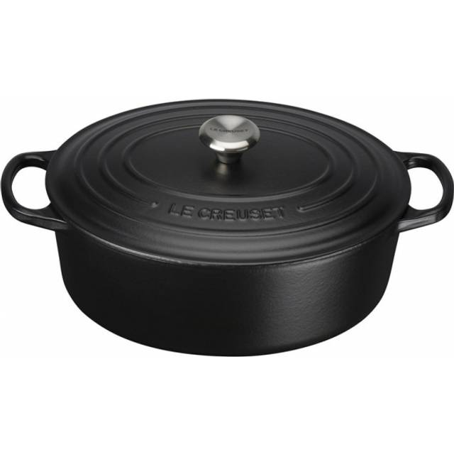 Le Creuset Oval Gryde 31 Black Signa - 31cm Gjutjärnsgrytor Från Magasin - Shiny Black (31cm)