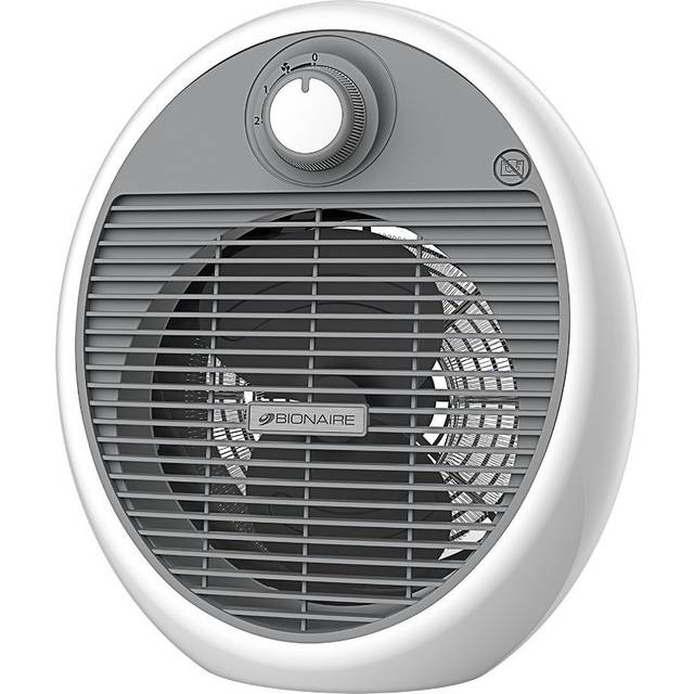 Bionaire 1.8kw dual ceramic electric fan heater compact home radiator black grey