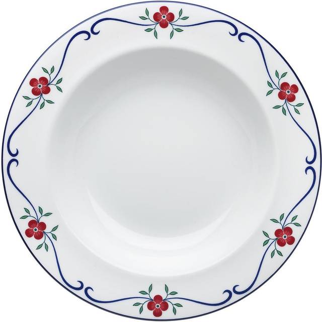 Sundborn Tallrik djup 21 cm - Vit med dekoration