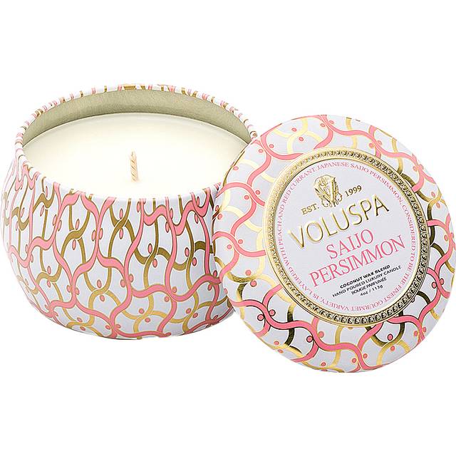 Voluspa Maison Blanc Mini Tin doftljus 25 timmar Saijo Persimmon - Guldfärgad
