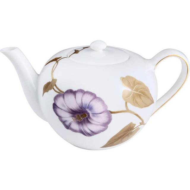 Royal Copenhagen Flora tekanna av fina benporslin i vit färg med blommönster 130 cl, 1017539