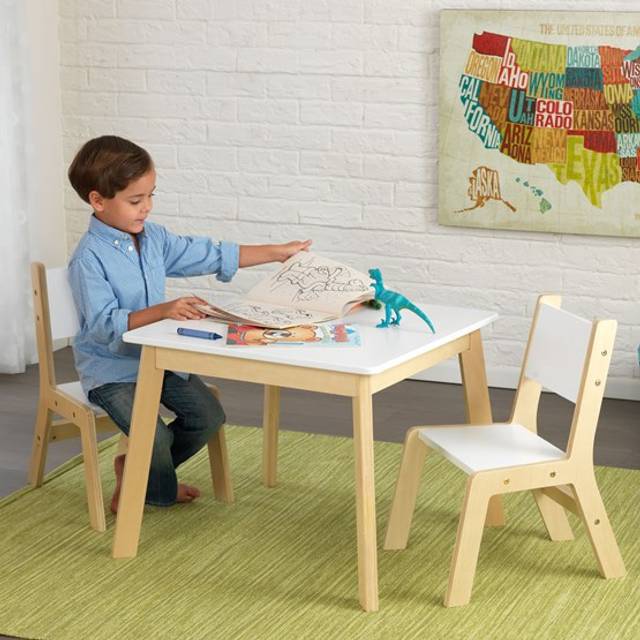 KidKraft ChildrenÂ¡s Table and Chair Set White and Natural Home Kids Furniture