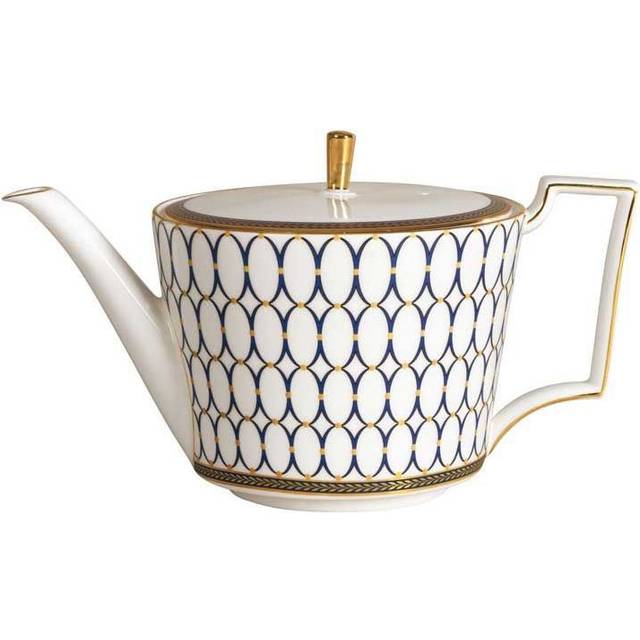 Wedgwood White and Blue Renaissance Gold Gilded China Teapot 12cm