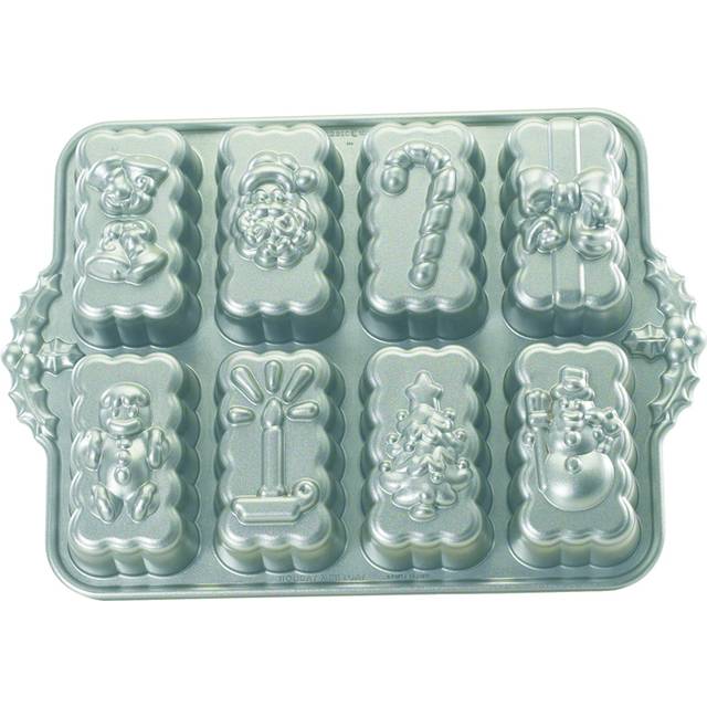 Nordic Ware Pro-Cast Holiday Mini Loaves Cake Tin, Cast Aluminium Mini Loaf Tin, Quality Non-Stick Cake Bake Tray, Colour: Silver