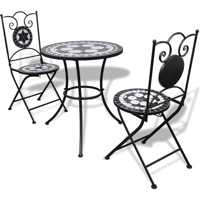 Vidaxl - 3 Piece Bistro Set Ceramic Tile Black and White