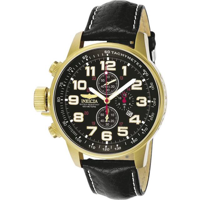 Invicta Herrklocka 3330 Force Lefty Svart/Läder Ø46 mm