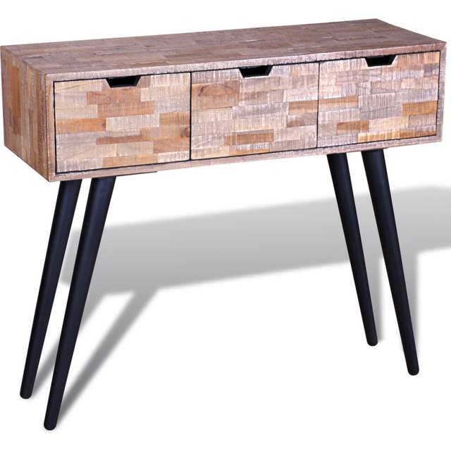 vidaXL Console Table with 3 Drawers Reclaimed Teak Wood - Brown