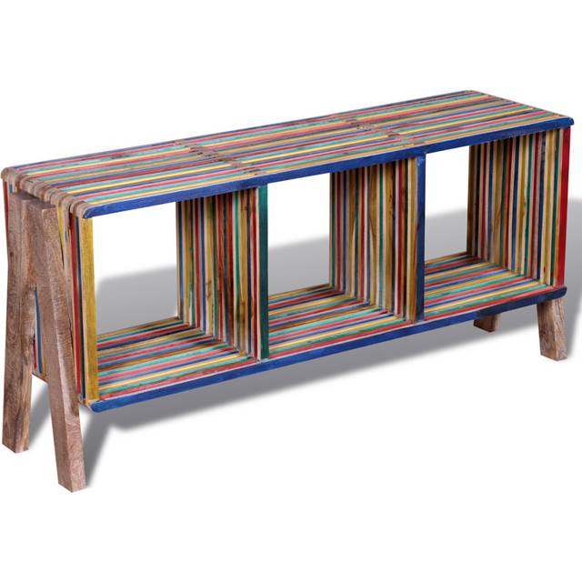 TV bänk med 3 hyllor i återvunnen teak stapelbar design