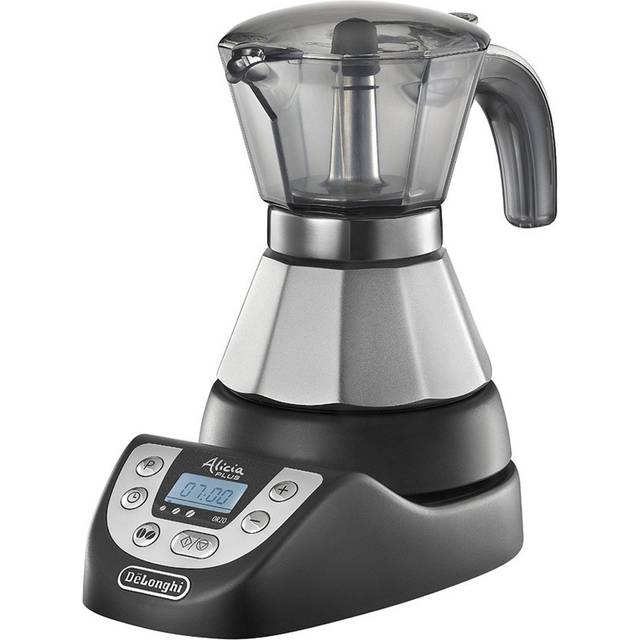 De'Longhi Alicia PLUS EMKP21.B Elektrisk mockabryggare 1-2 koppar, varmt kaffe i 30 minuter, automatisk avstängning, energibesparing, lätt att använda och rengöra, svart/silver