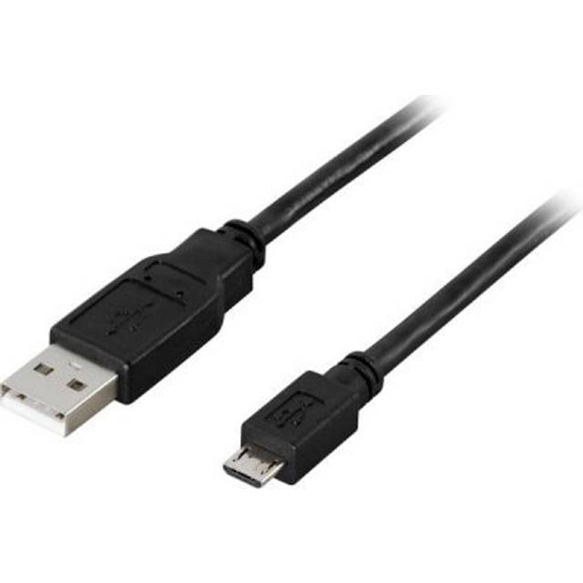 USB 2.0 kabel Typ A ha - Typ Micro B ha, 5-pin, för laddning/dataöverföring till mobiltelefoner/PDA, 0,5m, svart