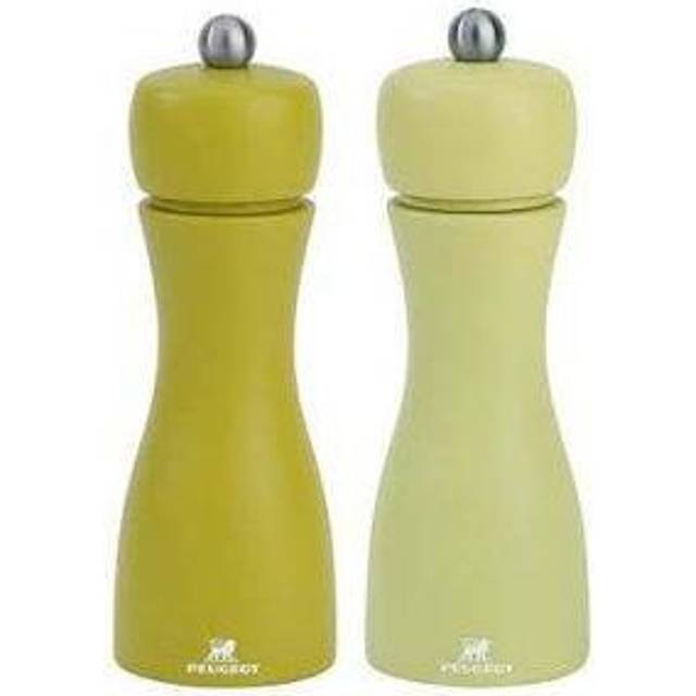 Peugeot Tahiti Duo Pepper and Salt Mill 15 cm Beech Wood Black & White Matte - Steel Grinder