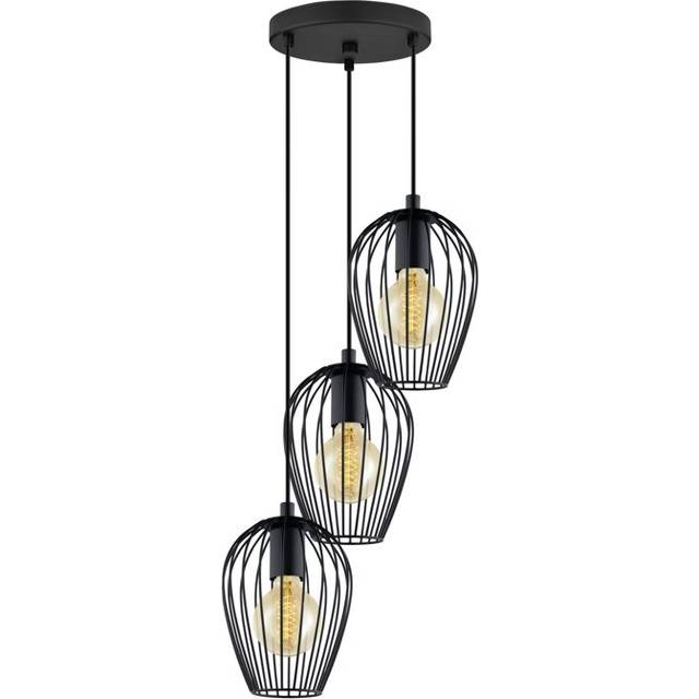 Eglo 3 Light Cluster Rounded Pendant, Black