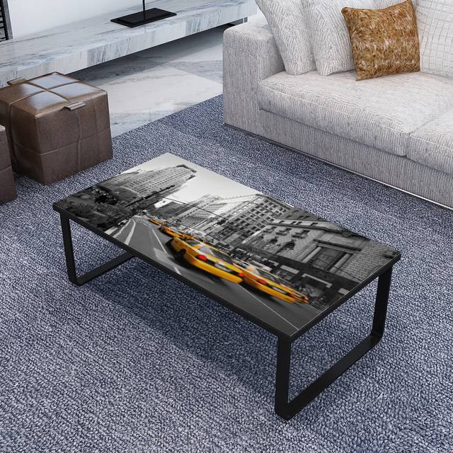 vidaXL Coffee Table with Glass Top Rectangular - Multicolour