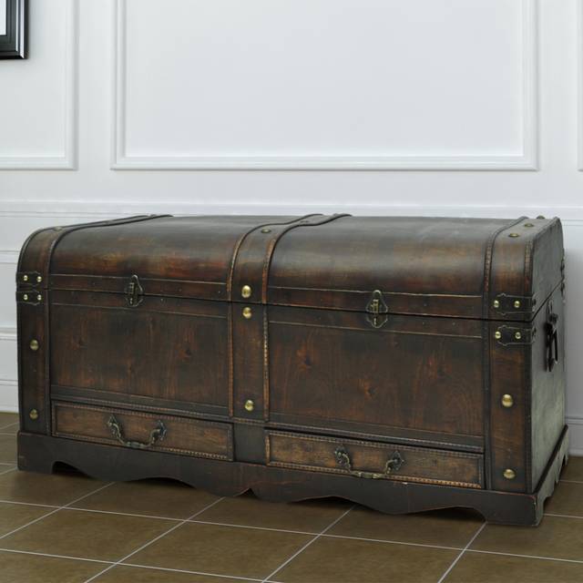 vidaXL Wooden Treasure Chest Large Black