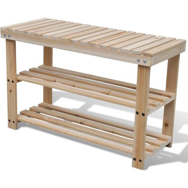 vidaXL 2-in-1 Shoe Rack with Bench Top Solid Fir Wood - Brown