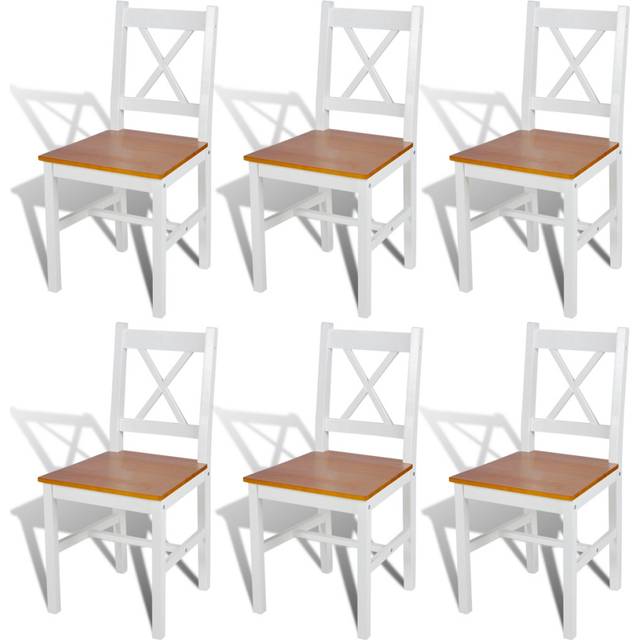 vidaXL Dining Chairs 6 pcs White Pinewood