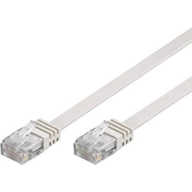 DELTACO U/UTP Cat6 patchkabel,flat,guldpläterade kontakter,2m,vit (TP-62V-FL)