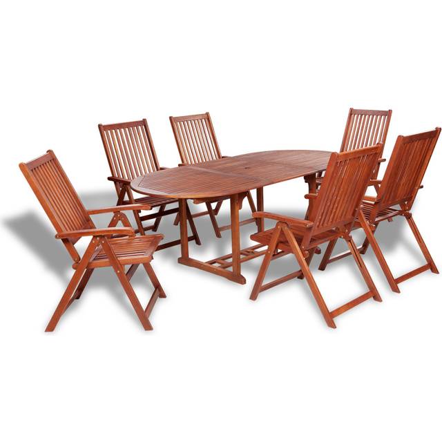 vidaXL 7 Piece Outdoor Dining Set Solid Acacia Wood - Brown