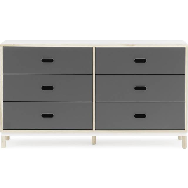 Normann Copenhagen - Kabino Dresser with 6 drawers - esche/dunkelgrau/L x H x D: 146.5 x 83 x 41cm - dark grey (83.0 x 146.5 x 41.0cm)