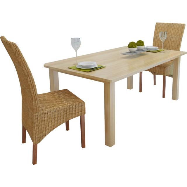 vidaXL Dining Chairs 2 pcs Brown Natural Rattan