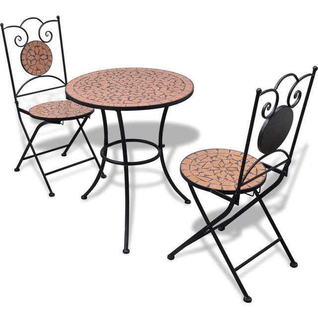 vidaXL 3 Piece Bistro Set Ceramic Tile Terracotta - Brown