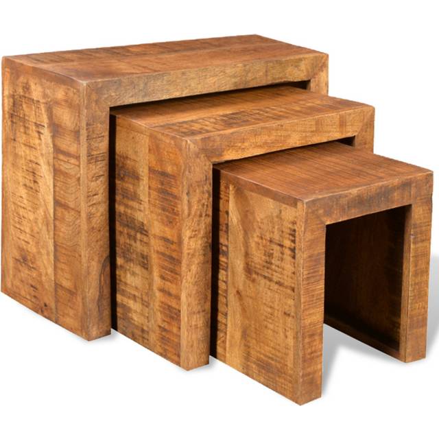 vidaXL Nesting Table Set 3 Pieces Solid Mango Wood - Brown