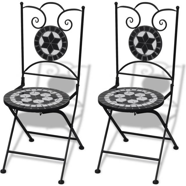 vidaXL Folding Bistro Chairs 2 pcs Ceramic Terracotta and White - Multicolour