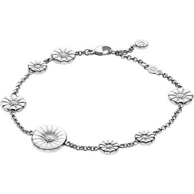 Georg Jensen - Daisy Mixat Armband Silver Med Vit Emalj
