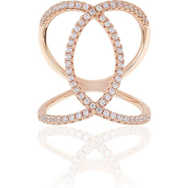 Sif Jakobs Ladies Rose Gold-Plated 'Fucino' Crossover White Cubic Zirconia Ring SJ-R0059-CZ(RG)
