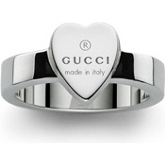 Gucci Womens Silver Trademark Sterling Heart-shaped Ring M-n - SILVER