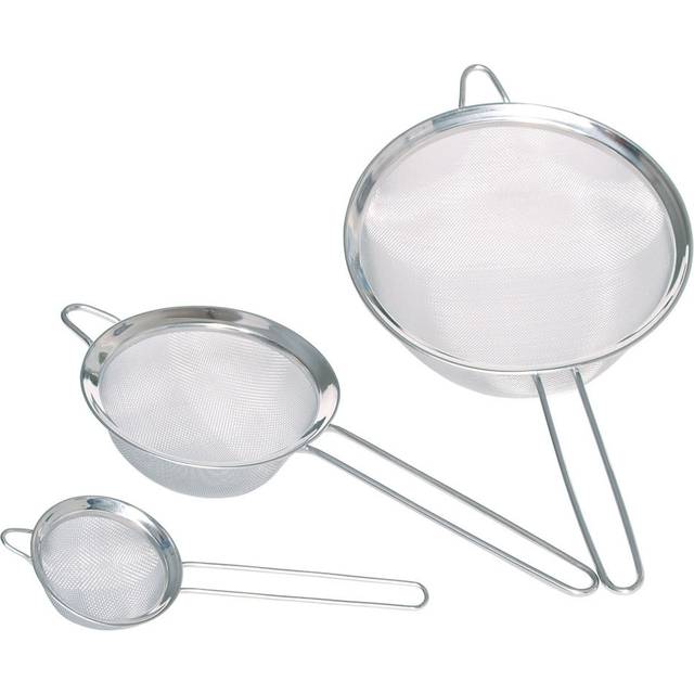 Kitchencraft set of three stainless steel fine mesh round sieves