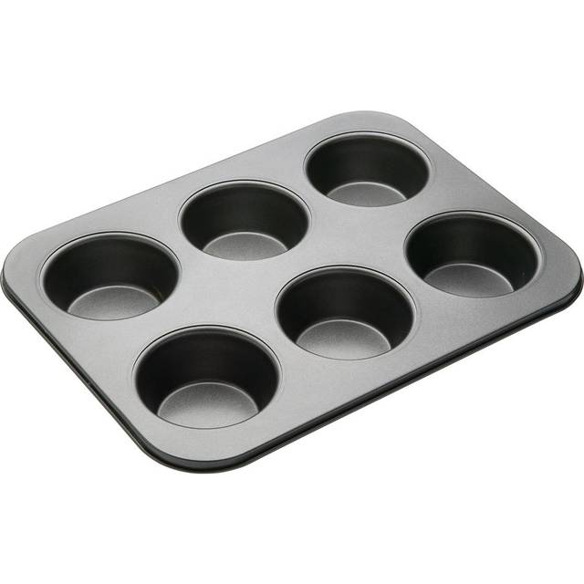 MasterClass djup muffinsbricka/Yorkshire puddingform, 6 hålformer med PTFE, PFOA och BPA-fri non-stick känsla, robust 1 mm kolstål, grå, 35 x 26 cm