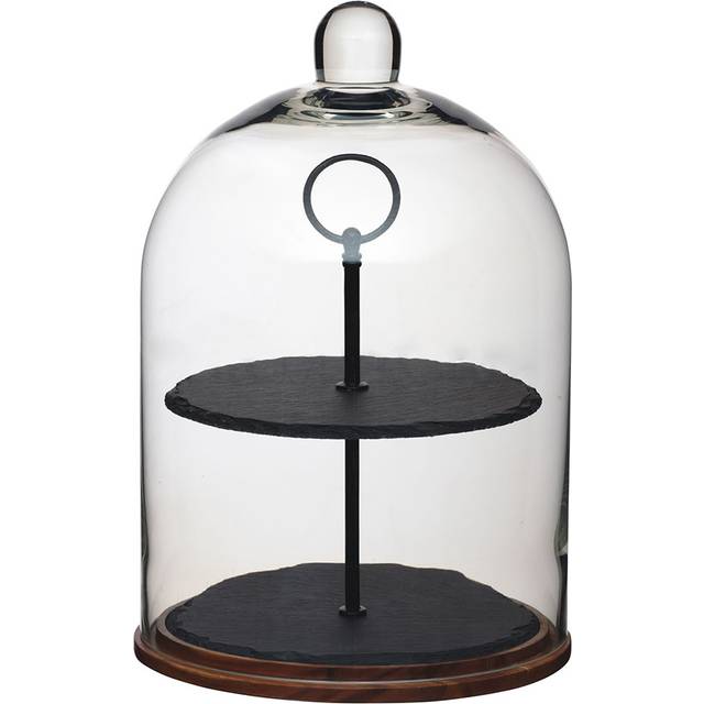 Artesà Two Tier Slate Domed Serving Set - Clear