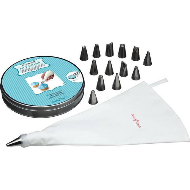 KitchenCraft Sweetly Does It Spritspåse Och Tyllar, 16 Delar, Vit/Silver, SDIICESET16