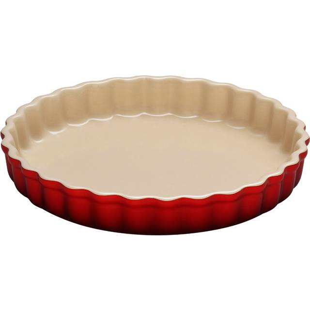 Le Creuset Heritage räfflad flanfat, stengods, 24 cm, 1,12 kg, cerise