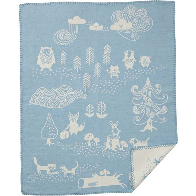Little Bear Cotton Blanket, Blue/White