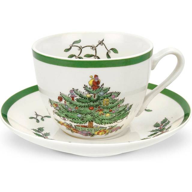 Christmas Tree tekopp med fat - Multi