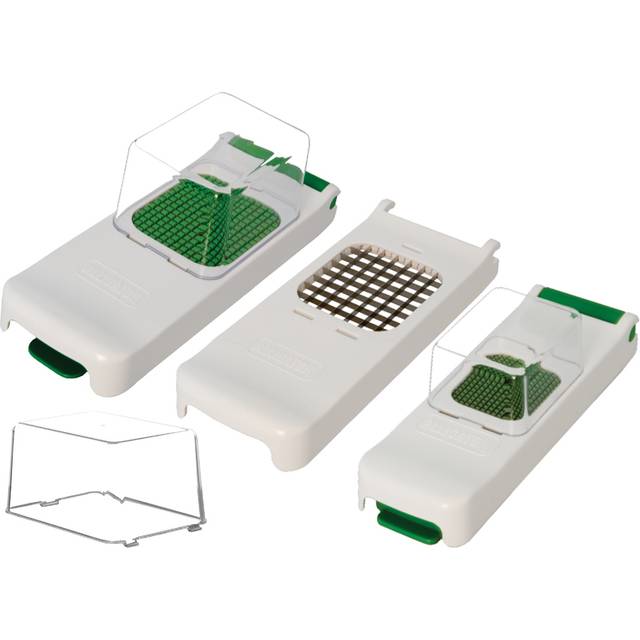 Alligator Chopper Set (3-delar) Lökhackare, frukt- och grönsaksskärare (3x3mm, 6x6mm och 12x12mm)