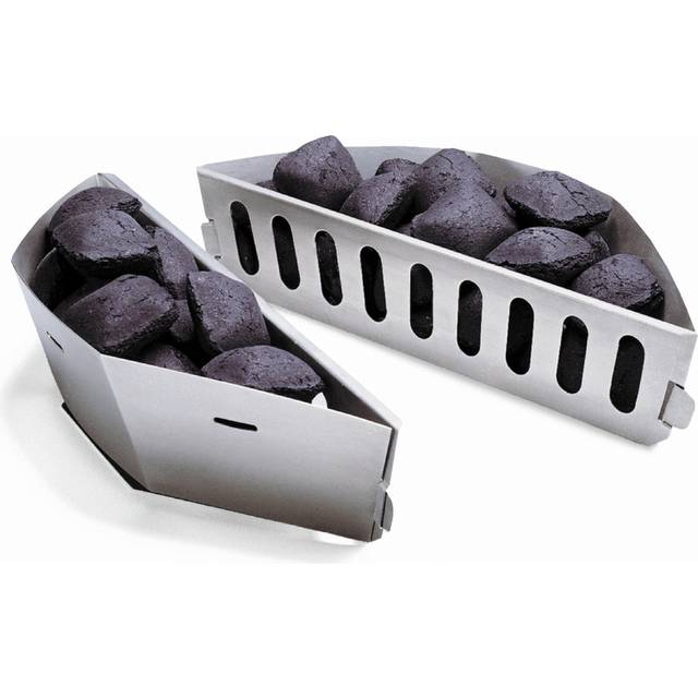 Weber kolkorgar (set om 2), tillverkade av robust, galvaniserat stål, idealiska för direkt och indirekt grillning med kol/briketter, passar alla 47 cm kolgrillar - silver (7403)