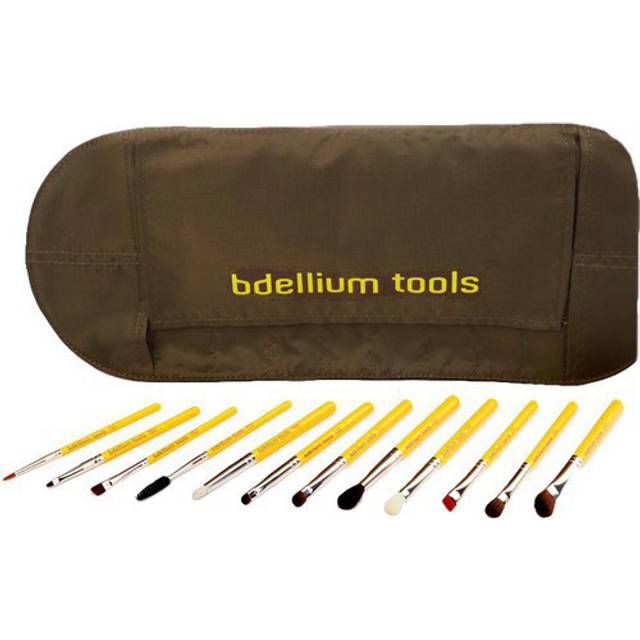 Bdellium Tools Professional Makeup Brush Travel Series - Eyes 12pc. Brush Set with Roll-Up Pouch